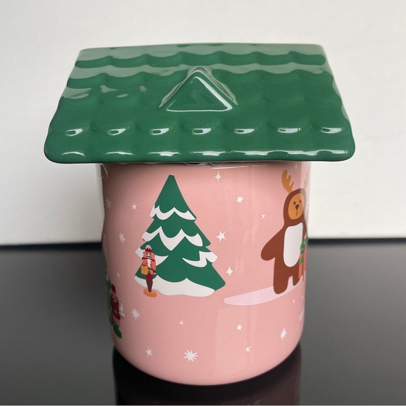 Starbucks Festive Pink Mug with Green Roof Lid - Picture 6 of 9